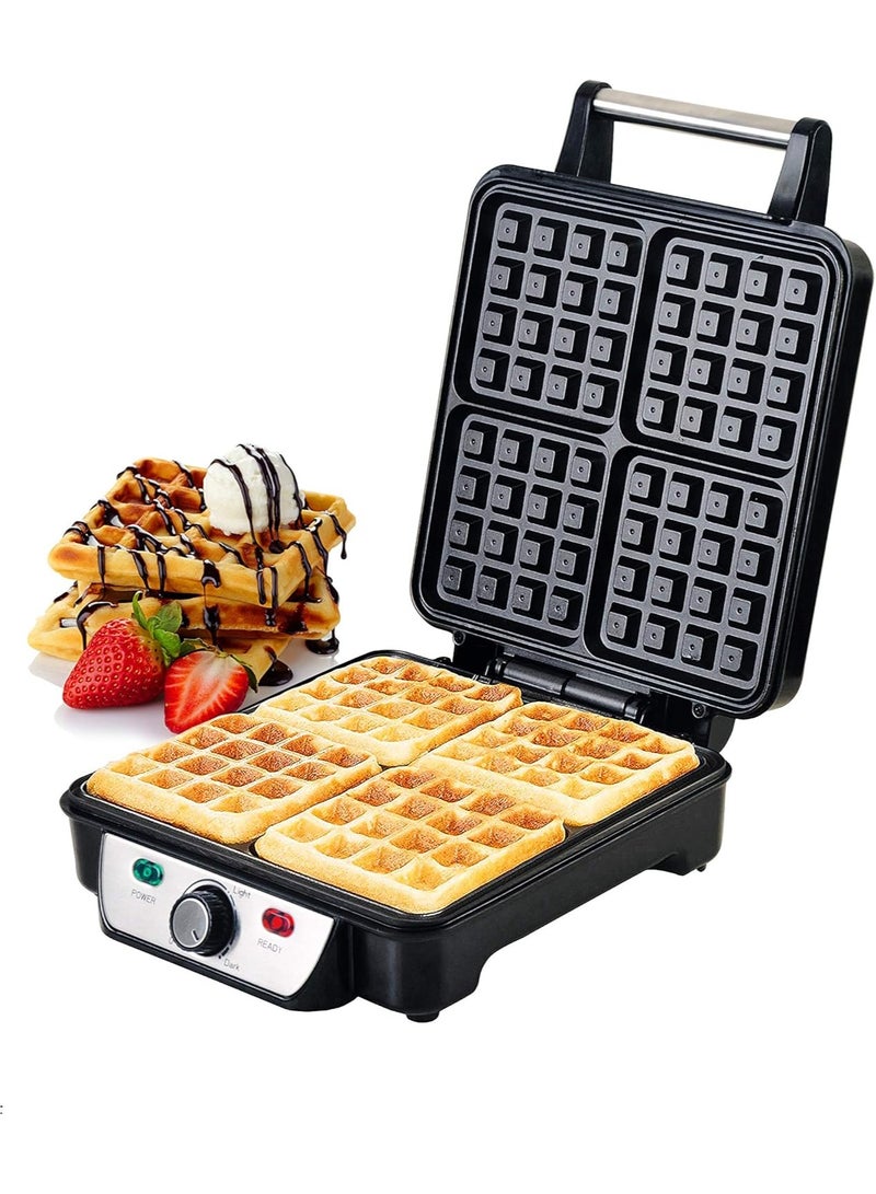 Geepas GWM5417 Electric Waffle Maker 1100W- 4 Slice Non-Stick Electric Belgian Waffle Maker with Adjustable Temperature Control