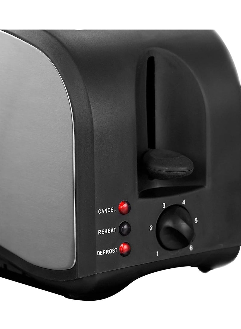 BR-1022 Toaster – 800W Stainless Steel, 6 Browning Levels, Defrost Function