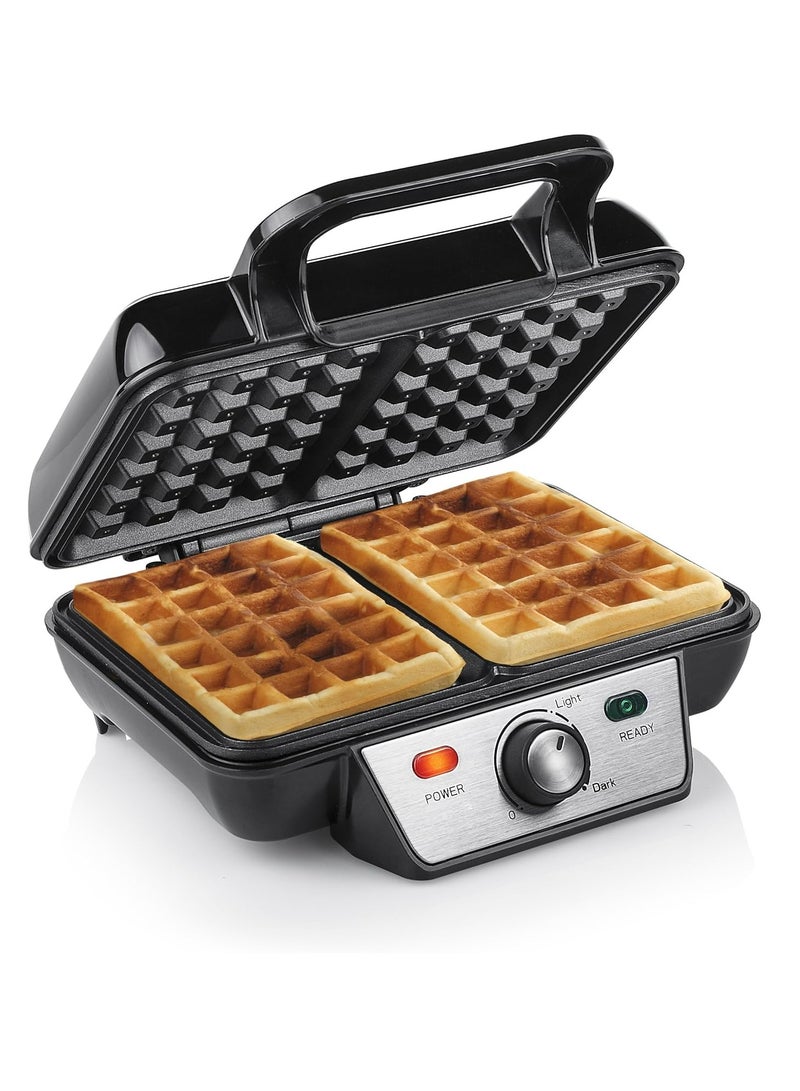 Waffle Maker - 1000 W, Stainless Steel, Black