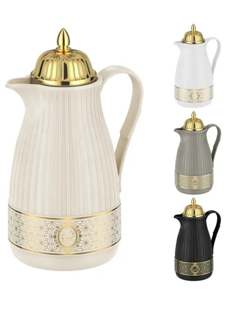 1L Plastic Body Arabic Coffee Pot Golden Printing Tea Vacuum Jug Vacuum Flask | LAKUVA