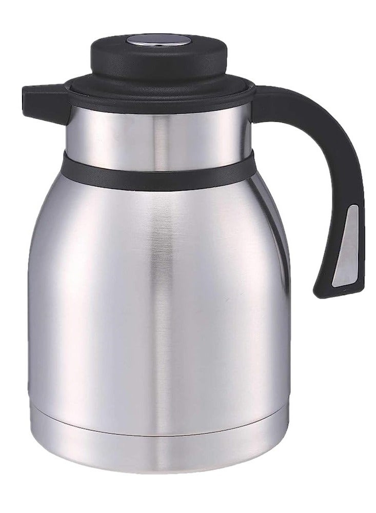 2L Stainless Steel Thermos Coffee Jug Double Wall Airtight Sealed Vacuum Flask Tea Carafe Heat Retention Thermal Insulated Thermos for Coffee Tea Hot Water