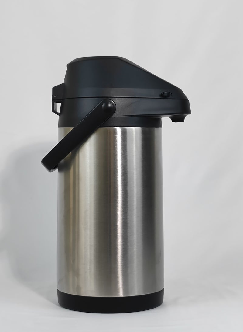 Stainless Steel Thermos Coffee Jug Push Button Dispenser Double Wall Airtight Sealed Vacuum Flask Tea Carafe Heat Retention Thermal Insulated Thermos for Coffee Tea Hot Water 2.5/3/4/5 L