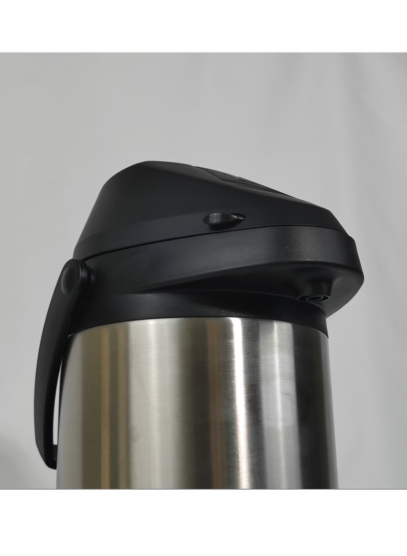 Stainless Steel Thermos Coffee Jug Push Button Dispenser Double Wall Airtight Sealed Vacuum Flask Tea Carafe Heat Retention Thermal Insulated Thermos for Coffee Tea Hot Water 2.5/3/4/5 L