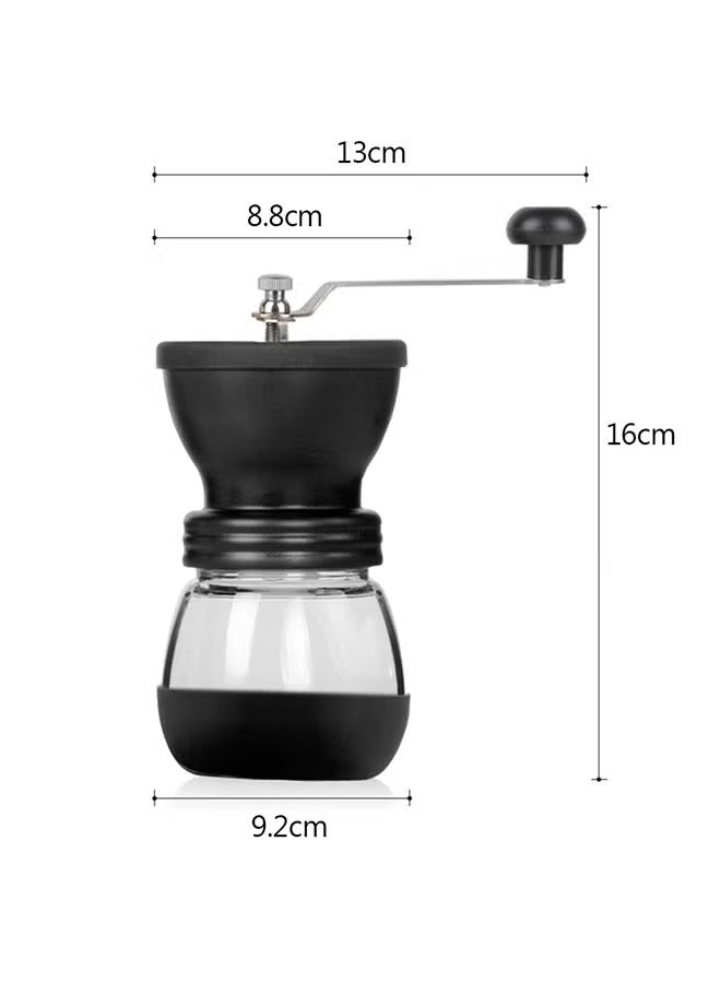 Manual Coffee Bean Grinder With Glass Jars Black/Clear