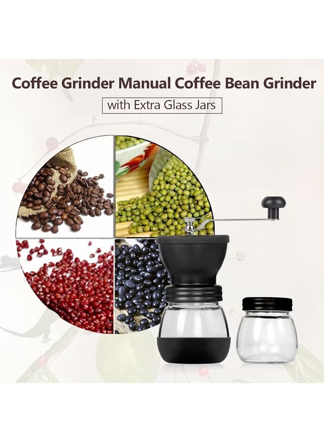 Manual Coffee Bean Grinder With Glass Jars Black/Clear