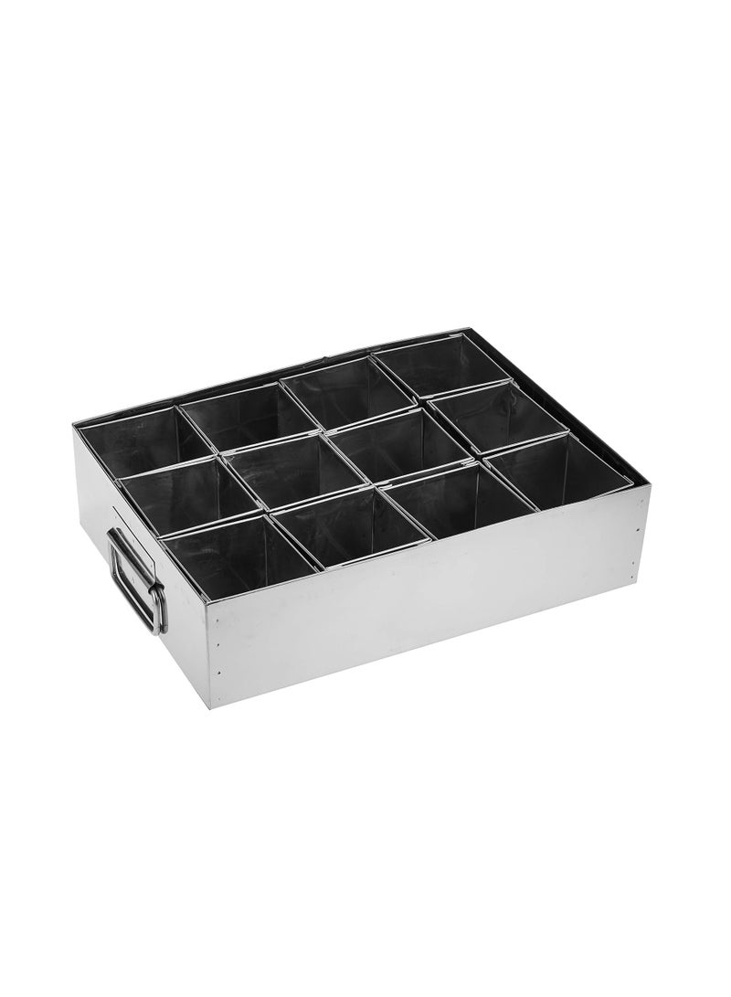 Stainless Steel Catering Spice Storage Box, 12 Compartments