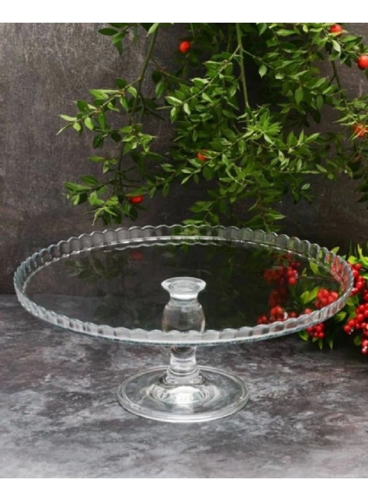 Patisserie Footed Glass Serving Plate, 322 Mm Diameter, 128 Mm Height