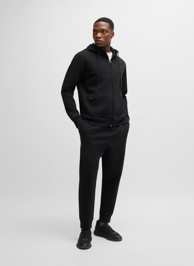 Stretch-cotton zip-up hoodie with logo print