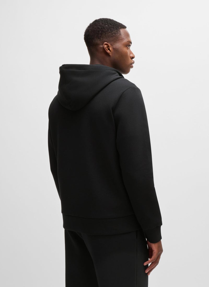 Stretch-cotton zip-up hoodie with logo print