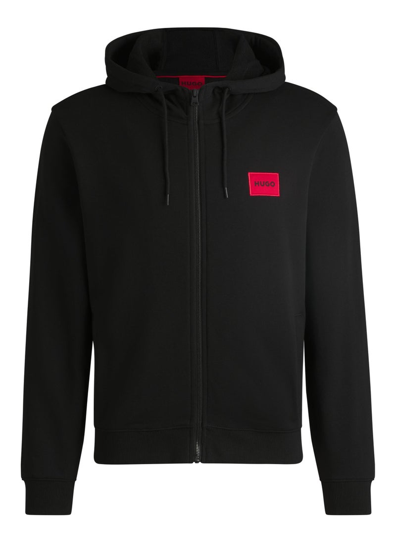 Regular-fit hoodie in French terry with logo label