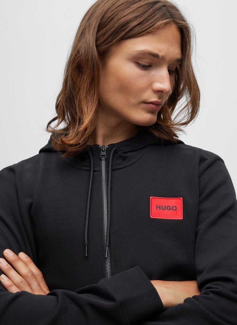 Regular-fit hoodie in French terry with logo label