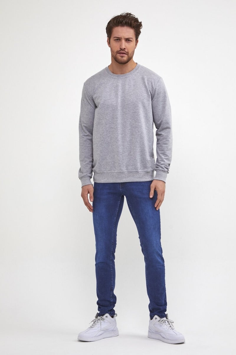 Plaın Men's Grimelange Basic Crew Neck Thin Sweatshirt