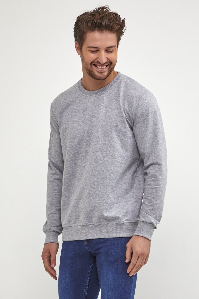 Plaın Men's Grimelange Basic Crew Neck Thin Sweatshirt