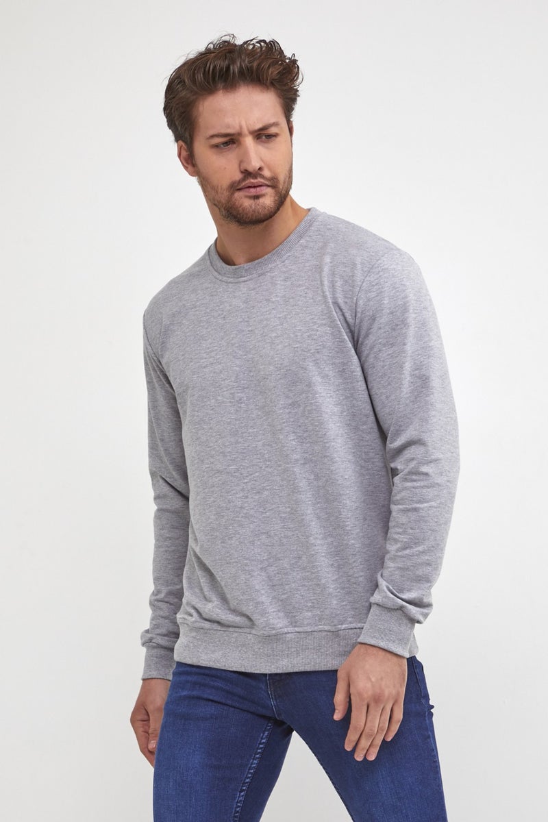 Plaın Men's Grimelange Basic Crew Neck Thin Sweatshirt