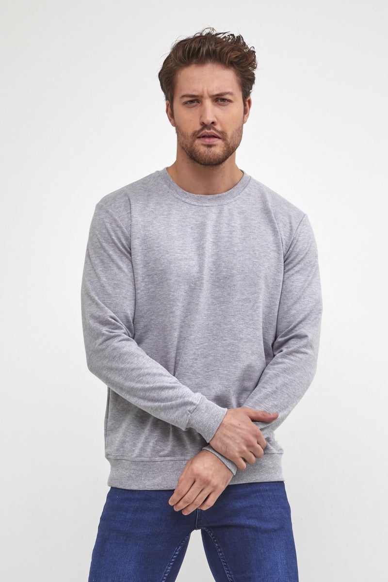 Plaın Men's Grimelange Basic Crew Neck Thin Sweatshirt