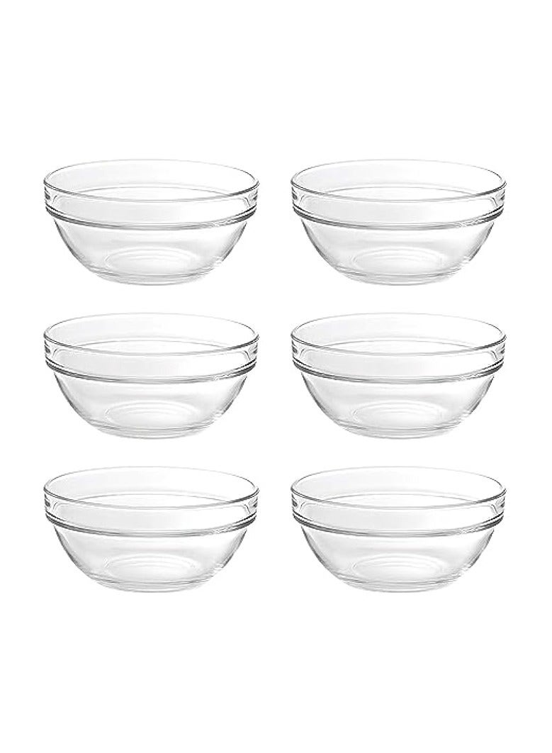 Stack Bowl, Set Of 6, Clear, 6 Inch, P00625, Serving Bowl, Condiment Dish, Dipping Bowl