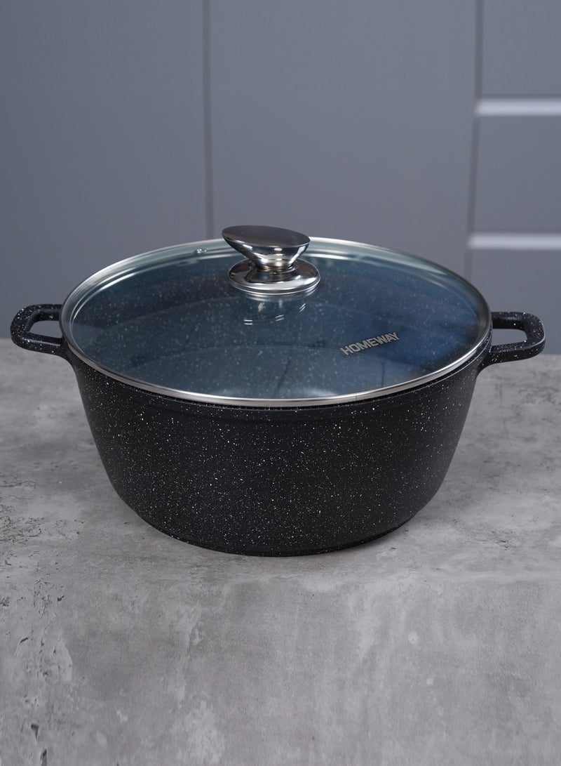 HOMEWAY 28cm Marble Casserole with Lid – Die-Cast Aluminum, Non-Stick, Even Heat Distribution