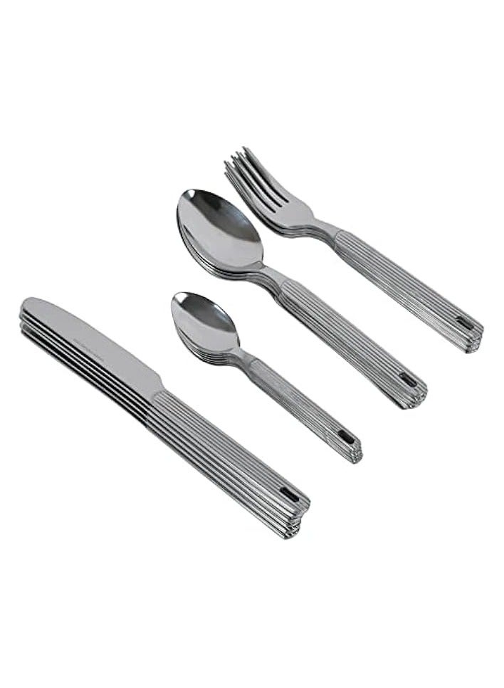 Stainless Steel Cutlery Set with Stand, 24 Pieces, Silver