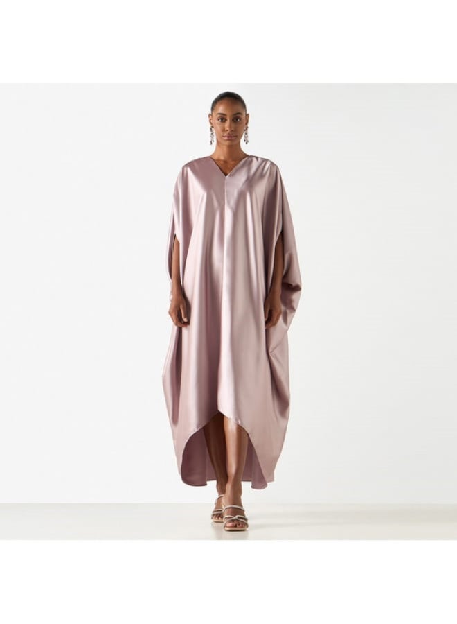 2Xtremz Solid V-neck Maxi Kaftan Dress