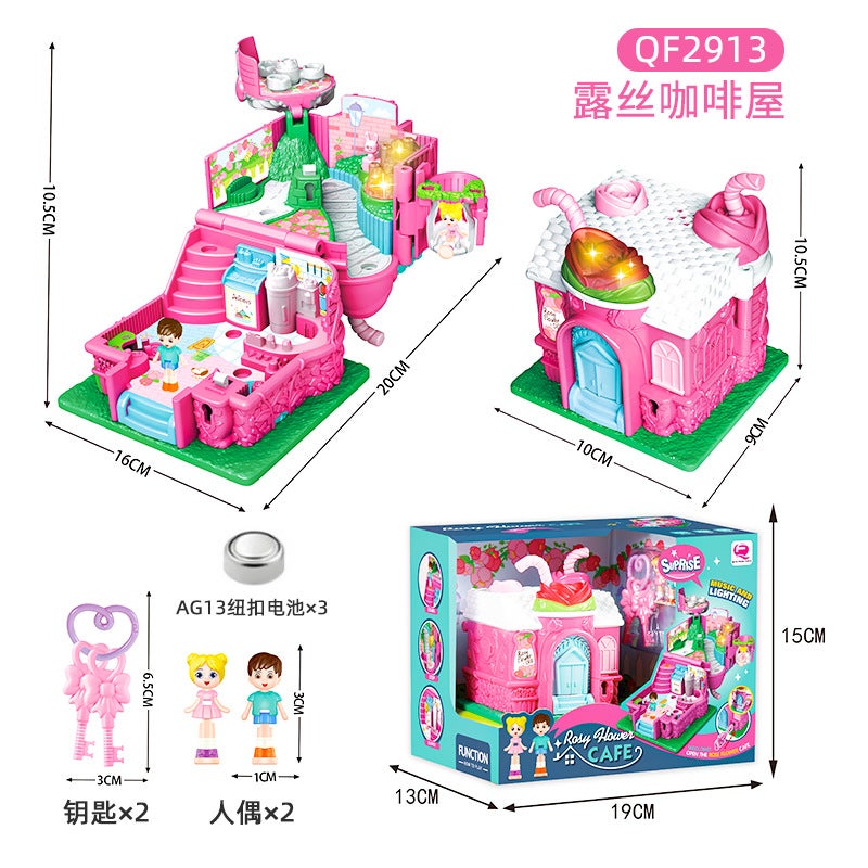 Kids Surprise Playhouse Dollhouse Castle ToyRose Coffee House [lighting music] QF2913 Rose Coffee House [lighting music] QF2913