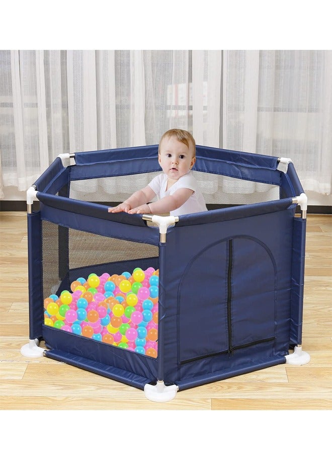 Portable Baby Safety Playpen Fence with Zipper Door – 130x66cm, Includes 10 Ocean Balls