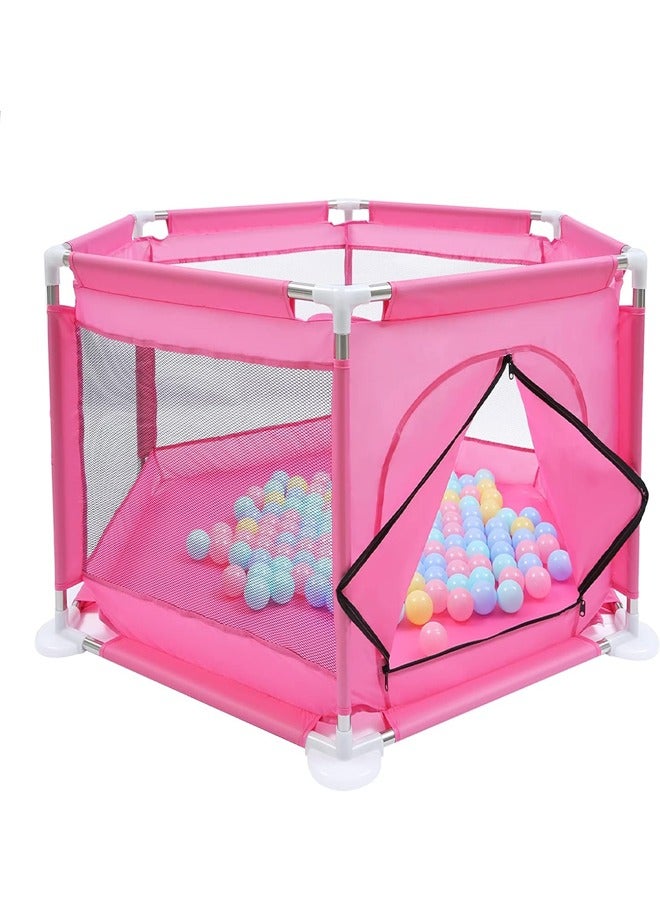 Portable Baby Safety Playpen Fence with Zipper Door – 130x66cm, Includes 10 Ocean Balls