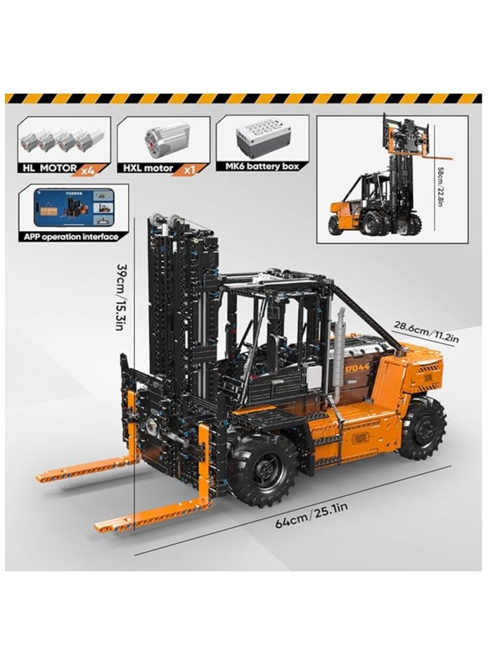 Forklift Truck Educational Building Block Kit，RC Heavy lift Truck building Kit,mould King17044 MOC building machinery building Kit, children's building kit model with shelves, 4579+PCS, 14+