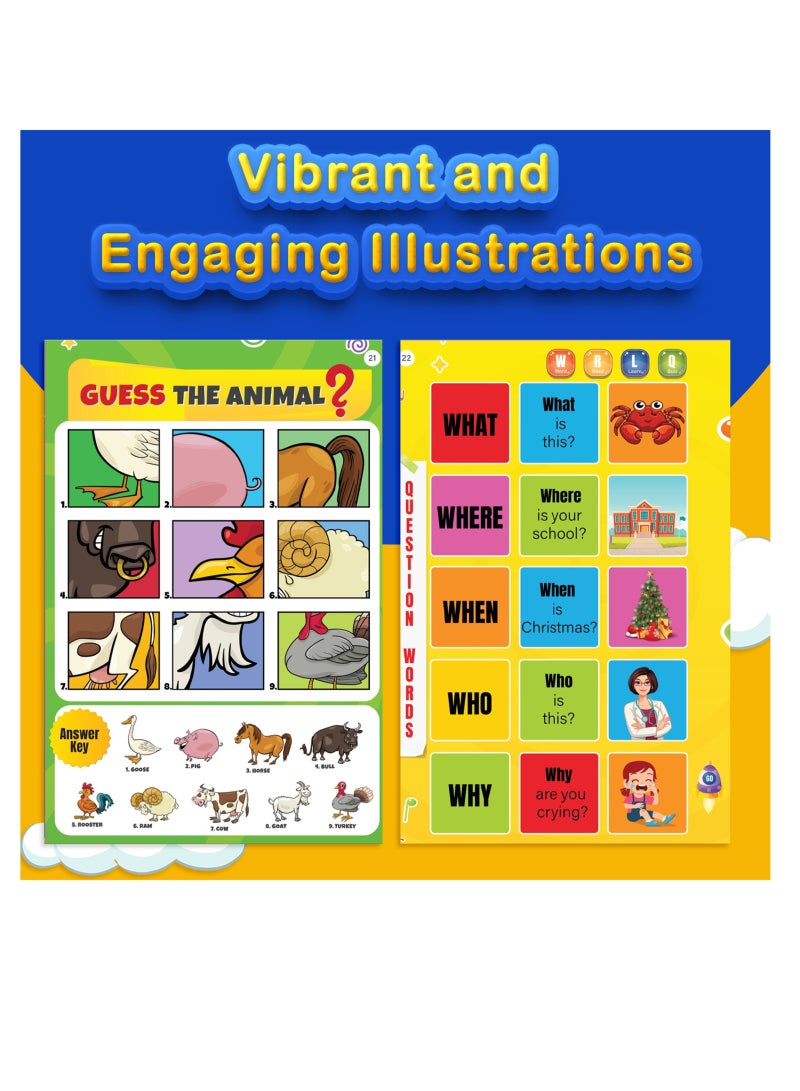 English Learning Sound Book| Educational Toy for 3+ Kids| Sounds of First 300+ English Words, Speaking with Musical Rhymes and Audio Stories| Gift for 3 4 5 6 year kid
