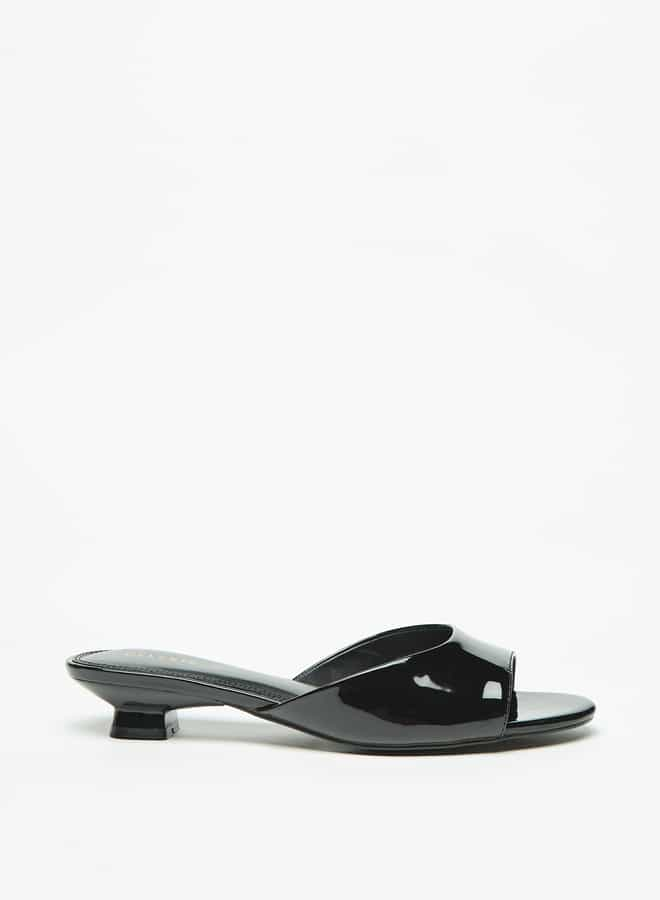 Women's Solid Slip-On Sandals with Kitten Heels