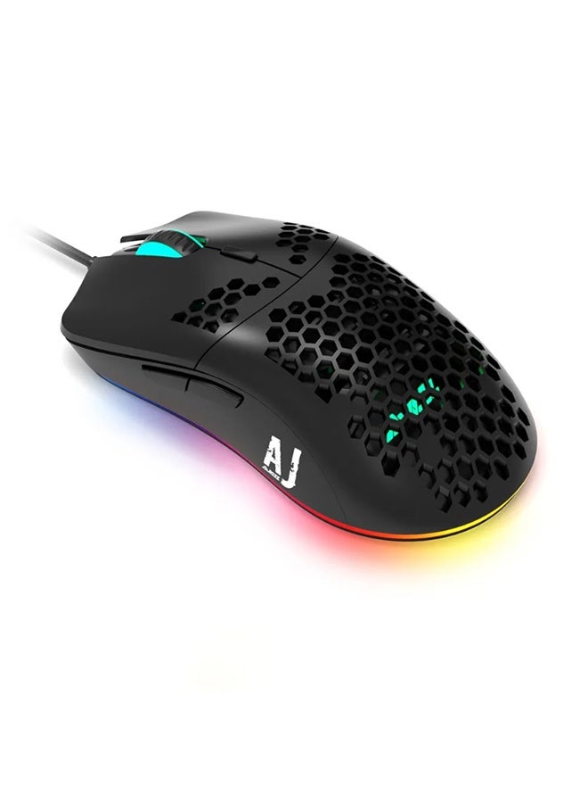 AJ390 Gaming Wired Ultra-Lightweight Honeycomb Design 16000DPI Programmable Mice 7 Buttons Computer Mouse for Laptop