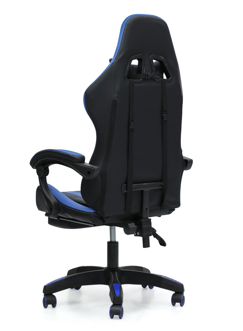 Ergonomic High-Back Gaming Chair with Pu Leather 360° Swivel Headrest Support Lumbar Support Tilt Tension Adjustment Gaming Chair MH 30FR Black Blue