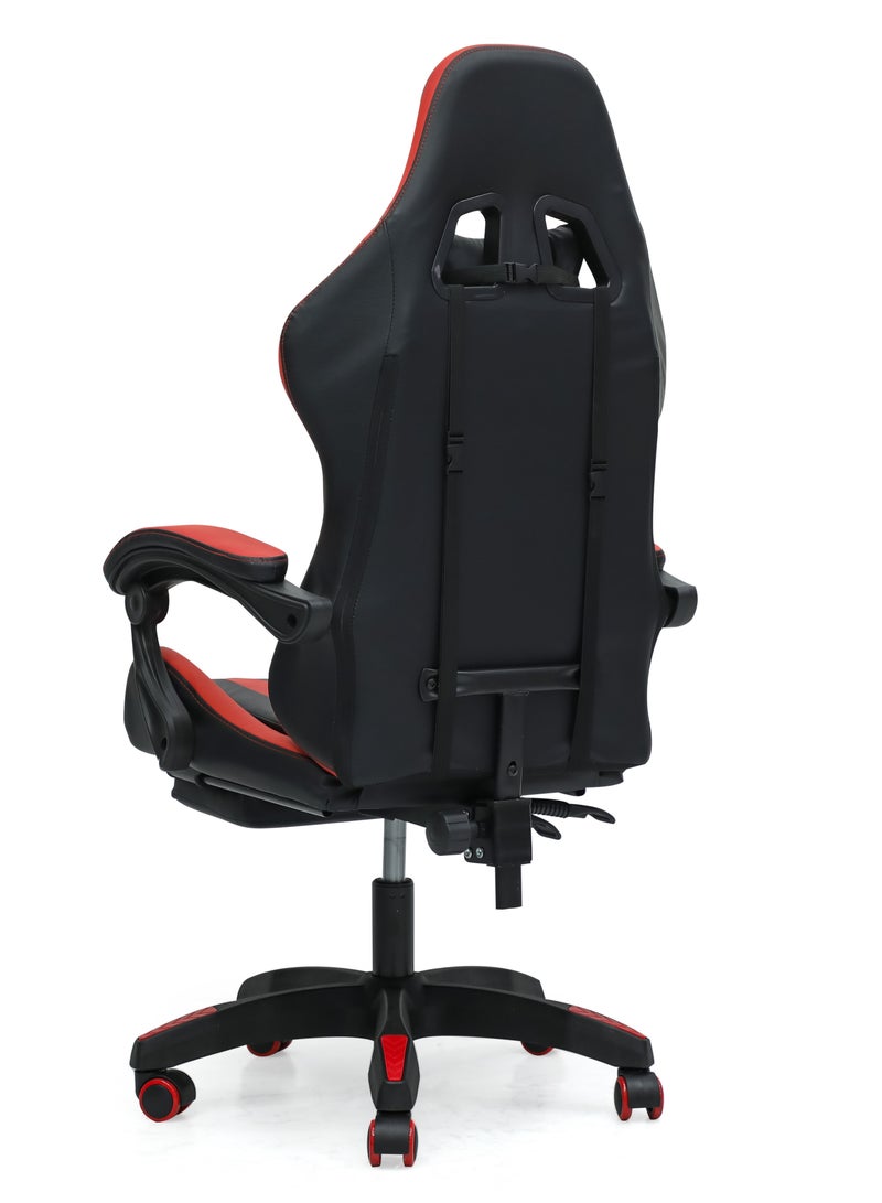 Ergonomic High-Back Gaming Chair with Pu Leather 360° Swivel Headrest Support Lumbar Support Tilt Tension Adjustment Gaming Chair MH-FR30-Red Black