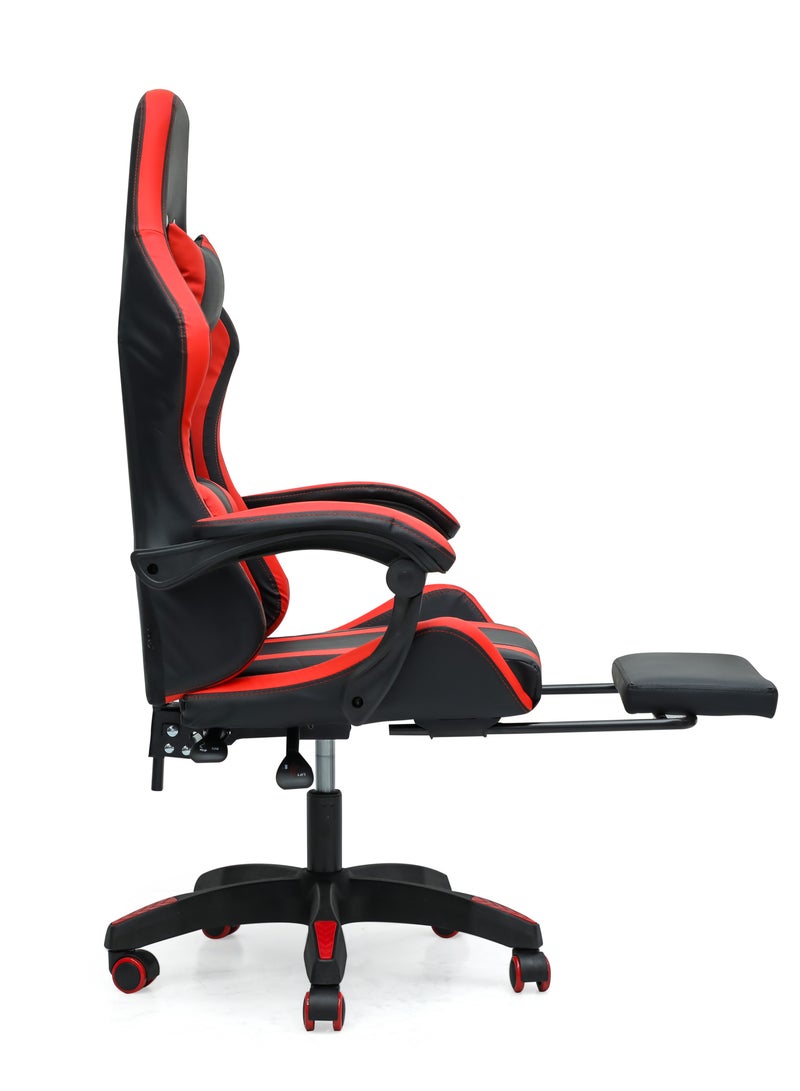 Ergonomic High-Back Gaming Chair with Pu Leather 360° Swivel Headrest Support Lumbar Support Tilt Tension Adjustment Gaming Chair MH-FR30-Red Black