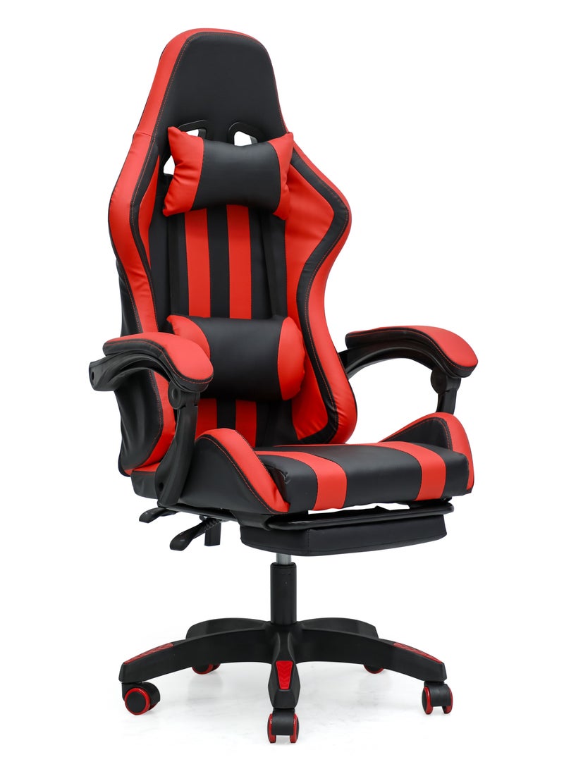 Ergonomic High-Back Gaming Chair with Pu Leather 360° Swivel Headrest Support Lumbar Support Tilt Tension Adjustment Gaming Chair MH-FR30-Red Black