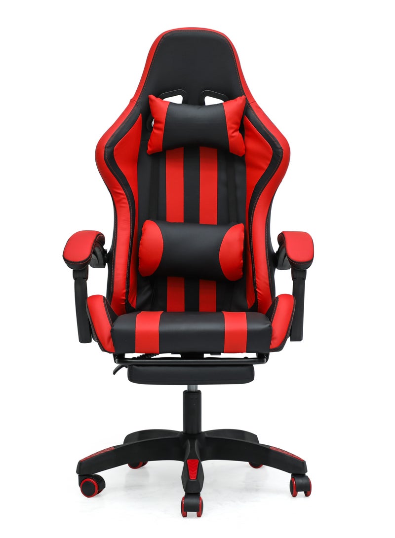 Ergonomic High-Back Gaming Chair with Pu Leather 360° Swivel Headrest Support Lumbar Support Tilt Tension Adjustment Gaming Chair MH-FR30-Red Black