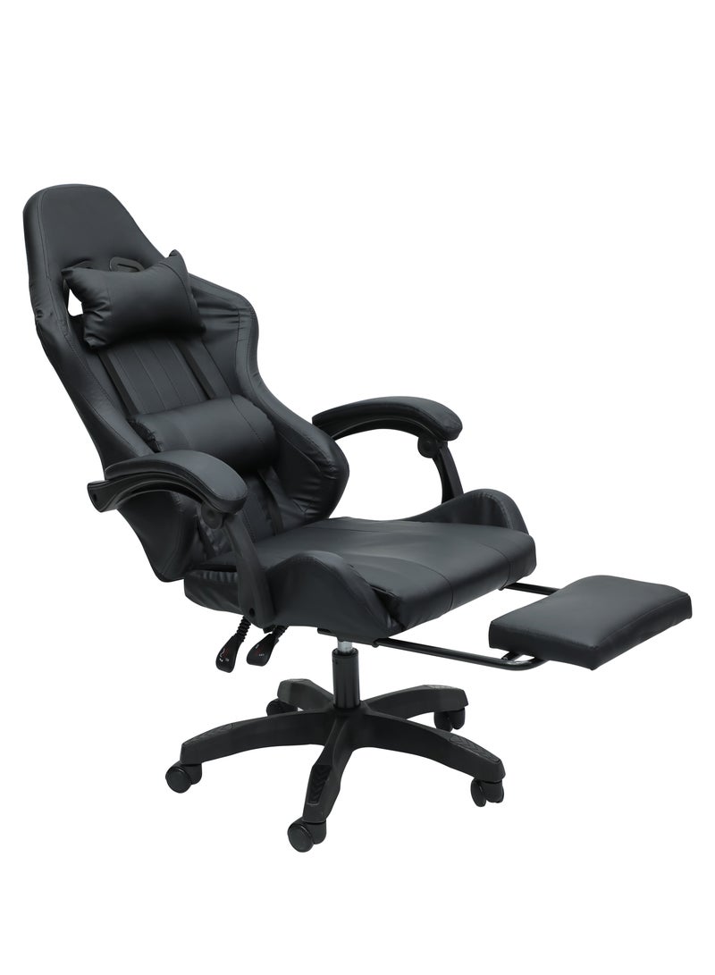 Ergonomic High-Back Gaming Chair with Pu Leather 360° Swivel Headrest Support Lumbar Support Tilt Tension Adjustment Gaming Chair MH 30FR Black