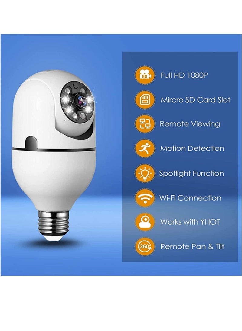 Security Light Camera Smart Wireless WIFI Full Color Bulb Camera 2.4Ghz 360 Degree E27 Panoramic IP Camera pack of 10