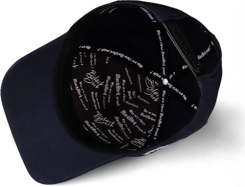 BlackBörk V1 Baseball Einstein - Unisex Navy Blue Hat (Cap) with 3 Code Logo