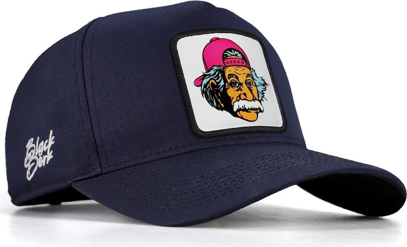 BlackBörk V1 Baseball Einstein - Unisex Navy Blue Hat (Cap) with 3 Code Logo