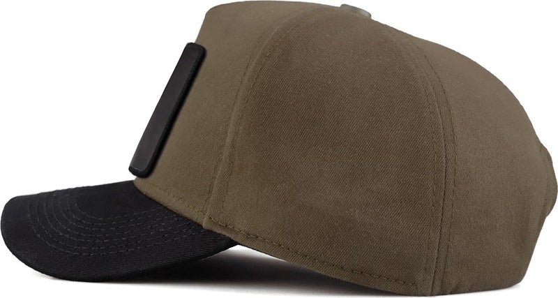 Blackbörk V1 Baseball Keep Going - Khaki-Black Peaked Hat (Cap) with 2 Code Logo