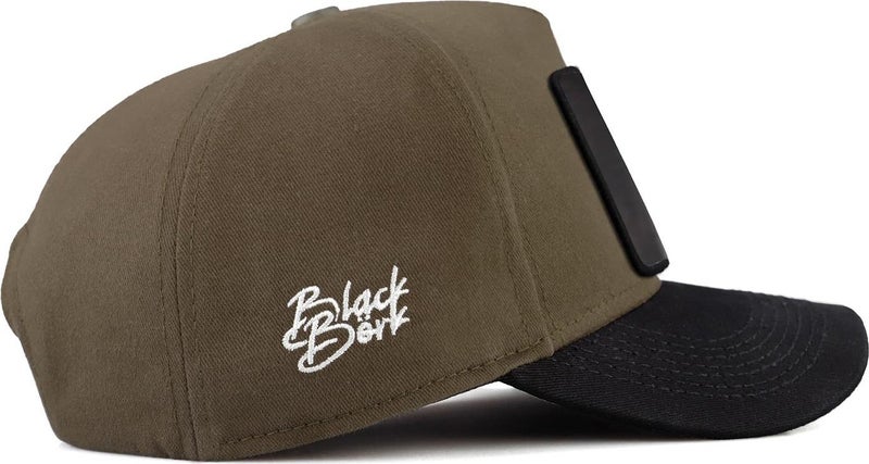 Blackbörk V1 Baseball Keep Going - Khaki-Black Peaked Hat (Cap) with 2 Code Logo