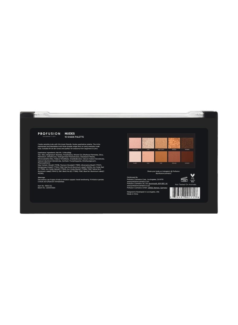 Cosmetics 10 Shade Eyeshadow Palette High Pigmented Multi Finish Colors Vegan and Cruelty Free Create Stunning Looks On the Go Travel Friendly and Versatile Makeup Nudes