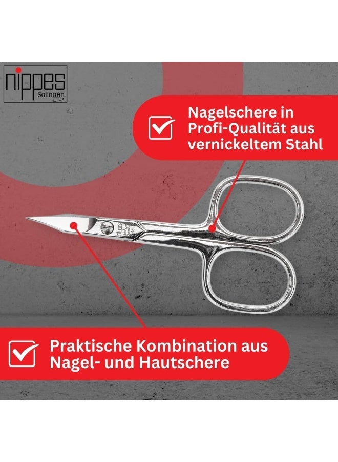 Nail Scissors Nickel Plated (851) | Essential Tool For The Perfect Manicure | Made Of Hardened Nickel-Plated Steel | With A Stalk & Curved Tip