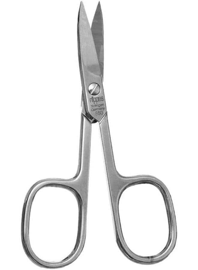 Nail Scissors Nickel Plated (850) | Essential Tool For The Perfect Manicure | Made Of Hardened Nickel-Plated Steel | With A Stalk & Curved Tip