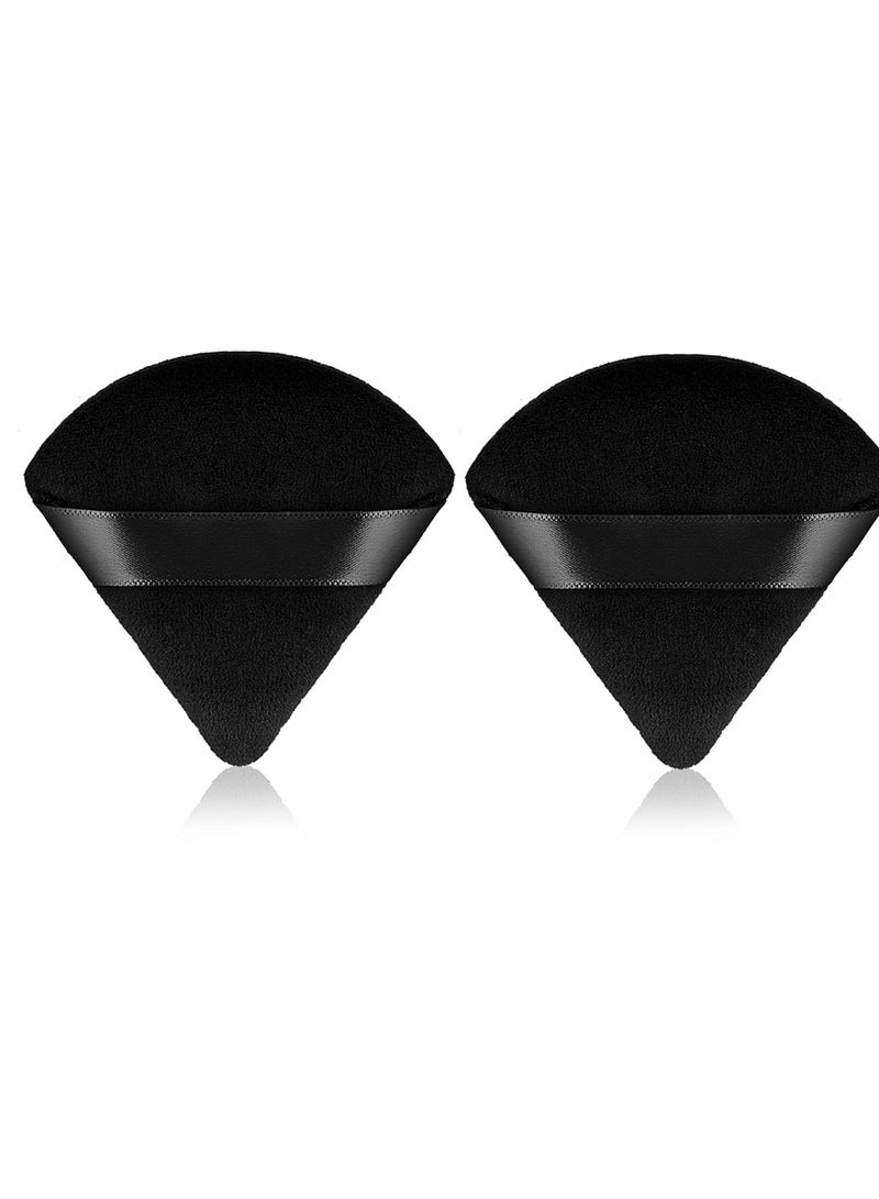 2 PCS Triangle Powder Puffs Face Cosmetic Powder Puff Washable Reusable Soft Plush Powder Makeup Sponge