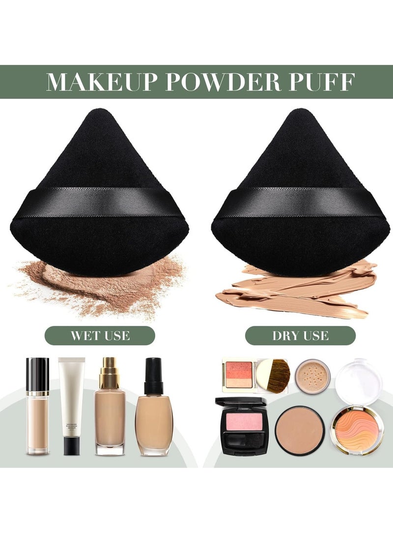 2 PCS Triangle Powder Puffs Face Cosmetic Powder Puff Washable Reusable Soft Plush Powder Makeup Sponge