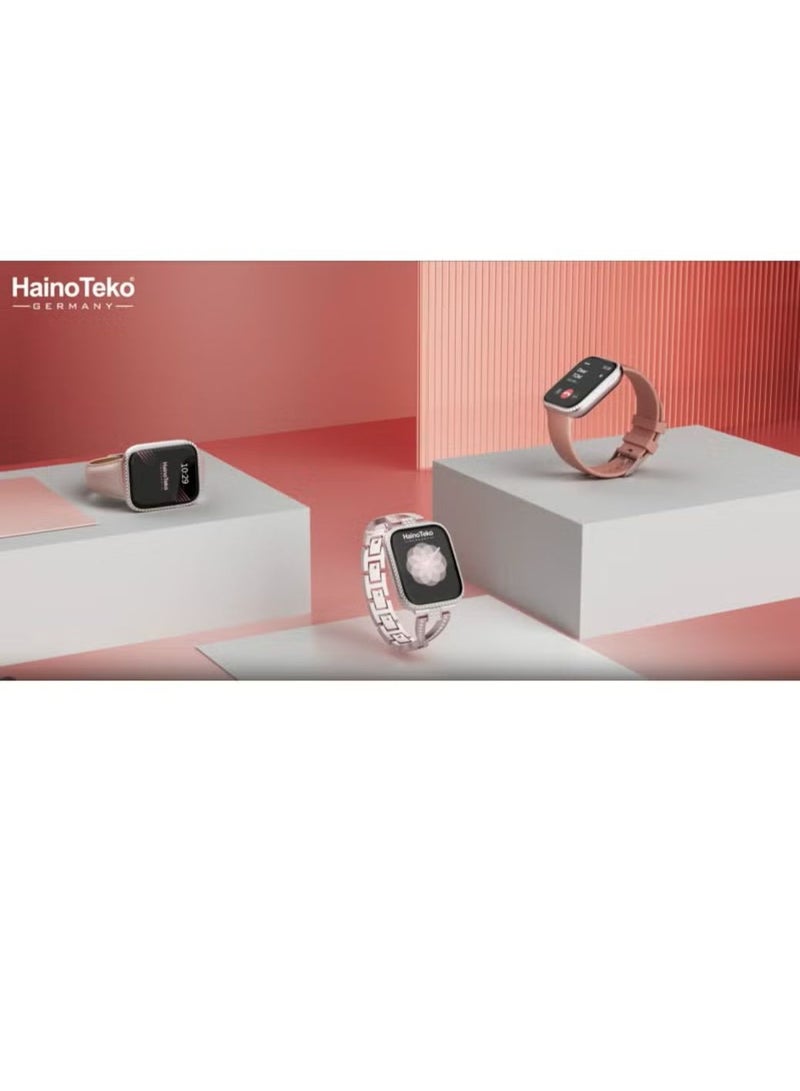 Haino Teko G13 Mini Rose Gold Edition Ladies Smart Watch with Three Set Strap and Stylish Bracelet Combo