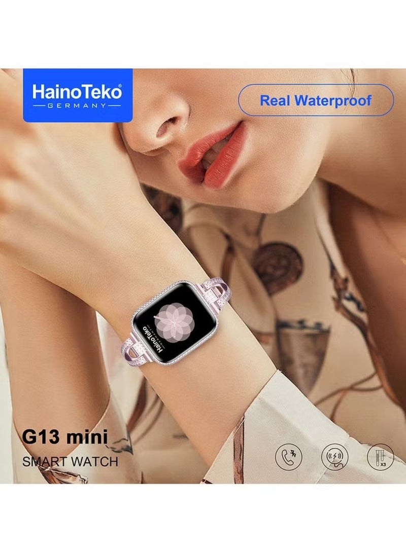 Haino Teko G13 Mini Rose Gold Edition Ladies Smart Watch with Three Set Strap and Stylish Bracelet Combo