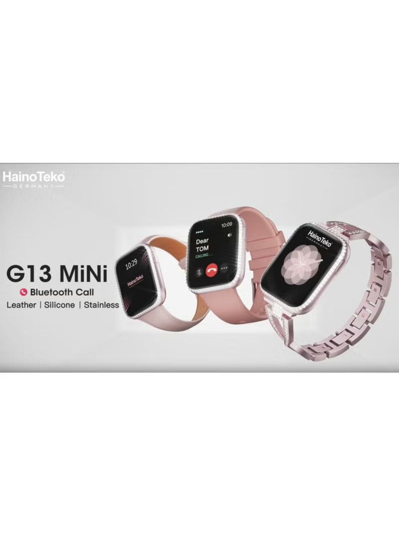 Haino Teko G13 Mini Rose Gold Edition Ladies Smart Watch with Three Set Strap and Stylish Bracelet Combo