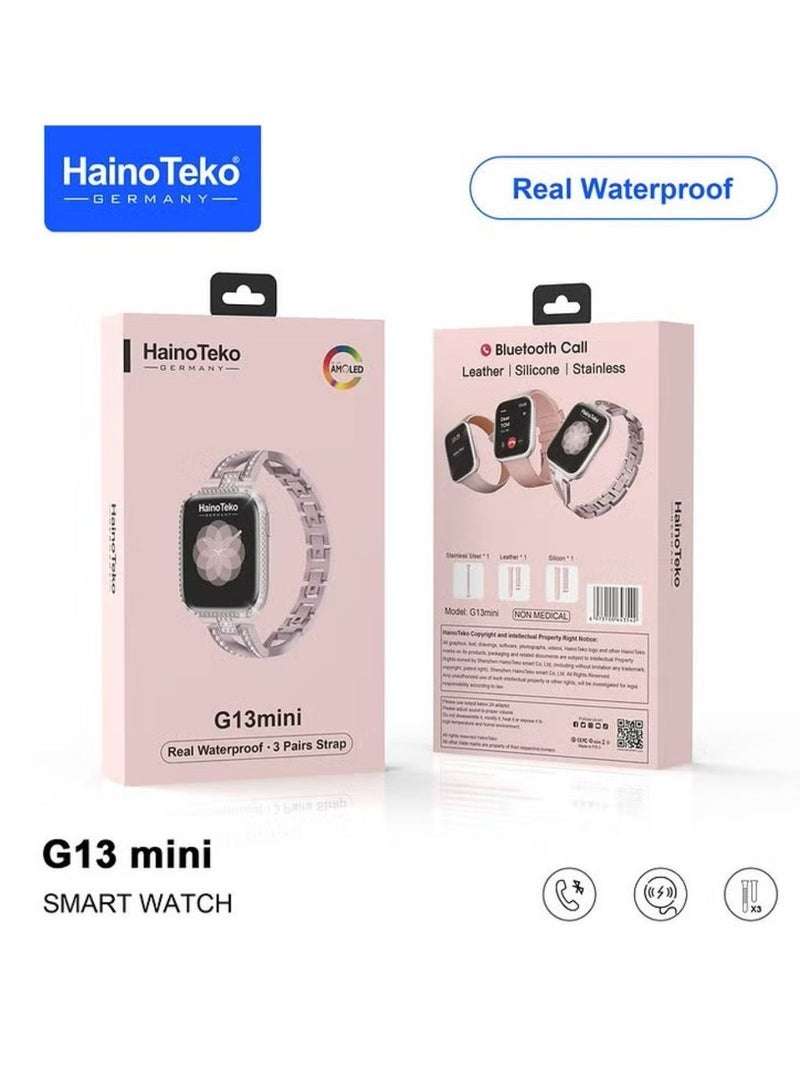 Haino Teko G13 Mini Rose Gold Edition Ladies Smart Watch with Three Set Strap and Stylish Bracelet Combo